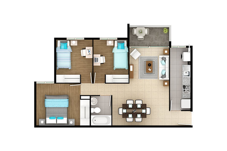 Modelo Tipo 2 del proyecto Parque San Marcos Departamentos - Inmobiliaria Aconcagua