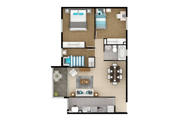 Modelo Tipo 4 del proyecto Departamentos San Marcos - Inmobiliaria Aconcagua