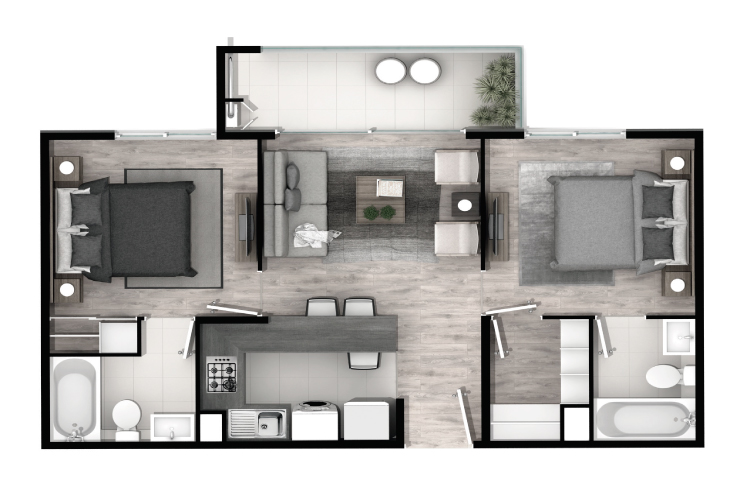 Modelo C del proyecto Santa Margarita del Mar Departamentos - Inmobiliaria Aconcagua