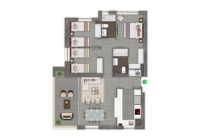 Modelo 3B del proyecto Edificio One Montemar - Inmobiliaria Aconcagua