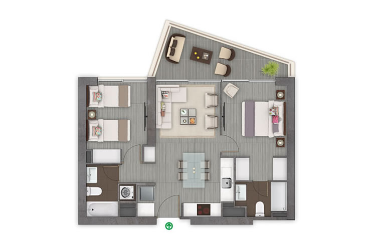 Modelo 2B del proyecto Edificio One Montemar - Inmobiliaria Aconcagua