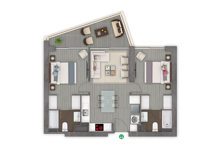 Modelo 2A del proyecto Edificio One Montemar - Inmobiliaria Aconcagua