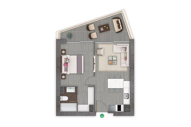 Modelo 1A del proyecto Edificio One Montemar - Inmobiliaria Aconcagua