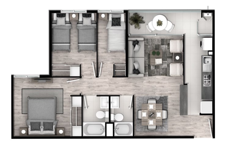 Modelo F del proyecto Santa Margarita del Mar Departamentos - Inmobiliaria Aconcagua