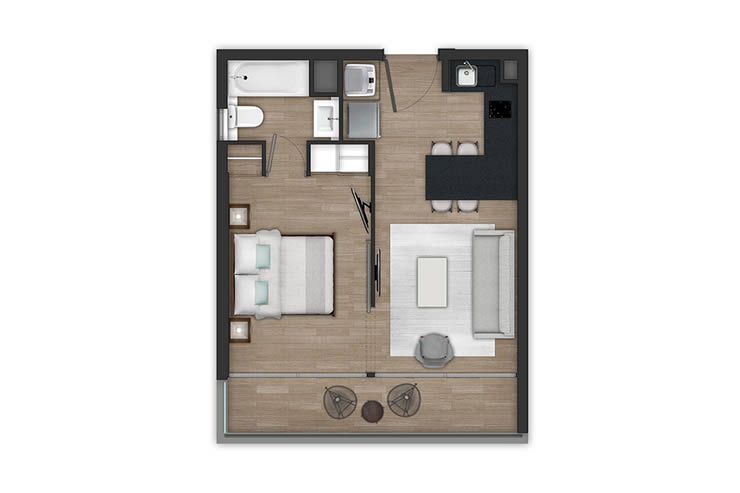 Modelo E1 del proyecto Edificio Tocornal - Inmobiliaria Aconcagua