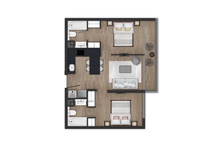 Modelo K del proyecto Edificio Tocornal - Inmobiliaria Aconcagua