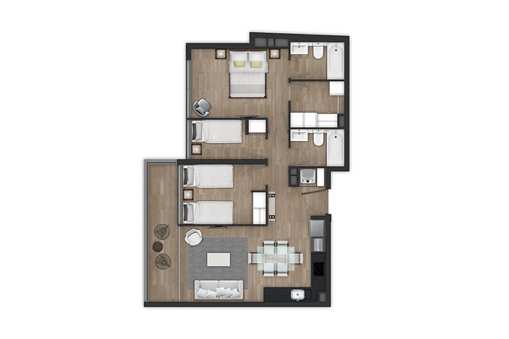 Modelo N del proyecto Edificio Tocornal - Inmobiliaria Aconcagua