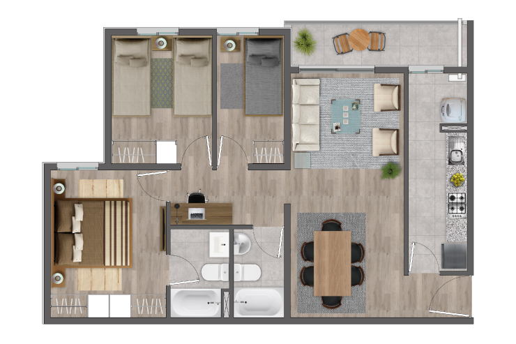 Modelo S5 del proyecto Parque Cerrillos - Inmobiliaria Aconcagua