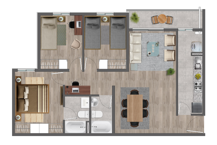 Modelo S6 del proyecto Parque Cerrillos - Inmobiliaria Aconcagua