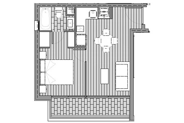 Modelo 1F del proyecto Edificio Axis - Inmobiliaria Aconcagua