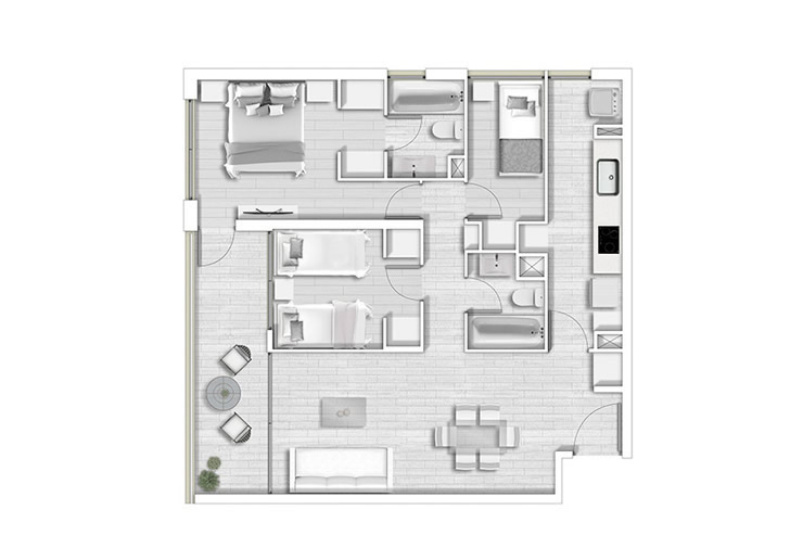 Modelo B2 del proyecto Condominio Alto lo Cañas - Inmobiliaria Aconcagua