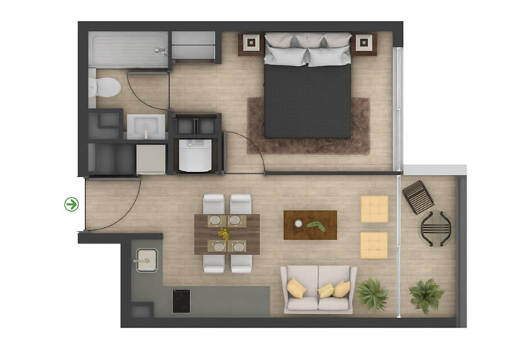 Modelo 1E del proyecto Edificio Neus 2 - Inmobiliaria Aconcagua