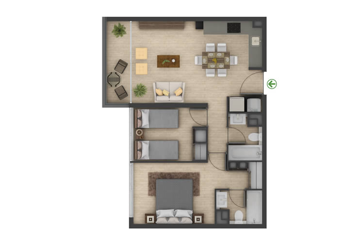 Modelo 2H del proyecto Edificio Neus 2 - Inmobiliaria Aconcagua