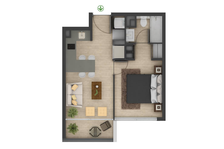 Modelo 1F del proyecto Edificio Neus 2 - Inmobiliaria Aconcagua