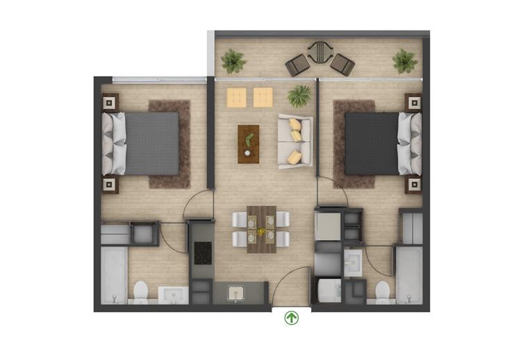 Modelo 2M del proyecto Edificio Neus 2 - Inmobiliaria Aconcagua