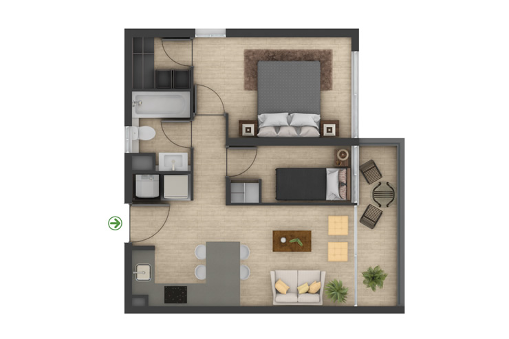 Modelo 2D del proyecto Edificio Neus 2 - Inmobiliaria Aconcagua