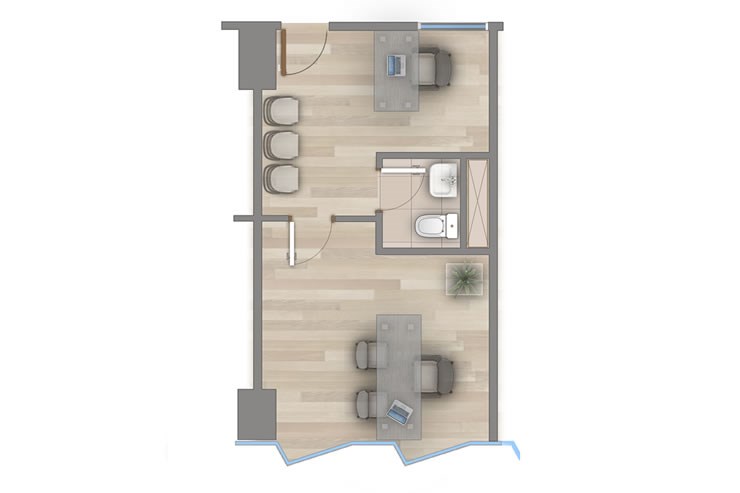 Modelo Oficina 30A del proyecto Vista Montemar Oficinas - Inmobiliaria Aconcagua