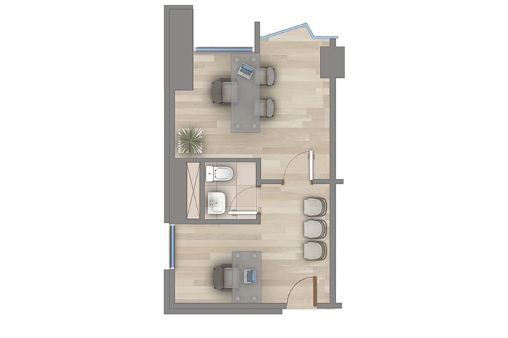 Modelo Oficina 30B del proyecto Vista Montemar Oficinas - Inmobiliaria Aconcagua