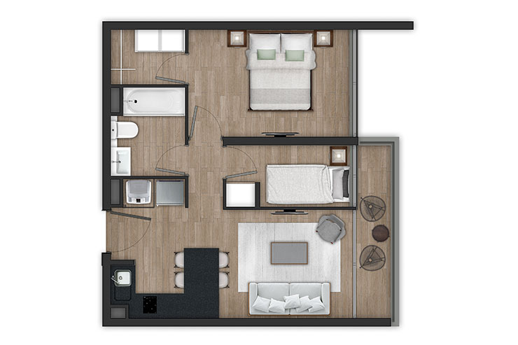 Modelo J del proyecto Edificio Tocornal - Inmobiliaria Aconcagua