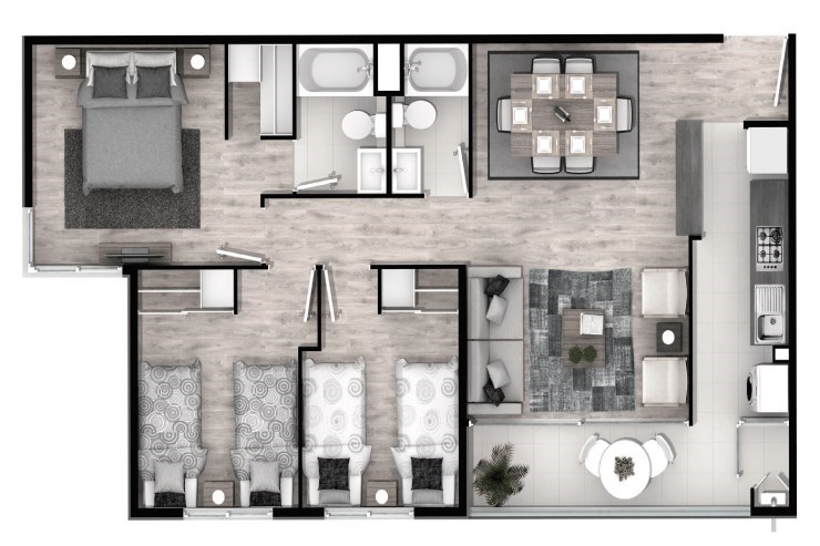 Modelo G1 del proyecto Santa Margarita del Mar Departamentos - Inmobiliaria Aconcagua