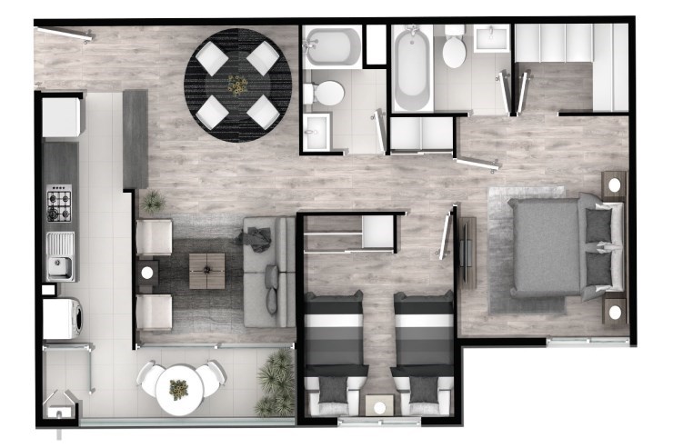 Modelo E del proyecto Santa Margarita del Mar Departamentos - Inmobiliaria Aconcagua