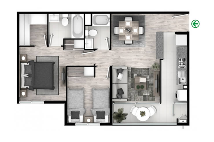 Modelo D del proyecto Santa Margarita del Mar Departamentos - Inmobiliaria Aconcagua