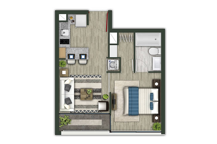 Modelo 1B del proyecto Inc 129 - Inmobiliaria Aconcagua