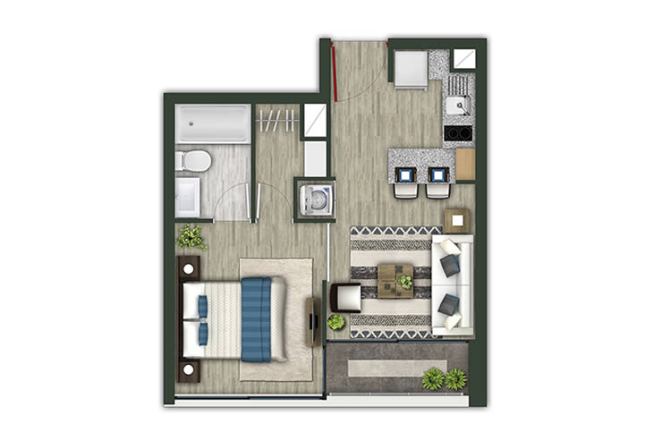 Modelo 1C del proyecto Inc 129 - Inmobiliaria Aconcagua