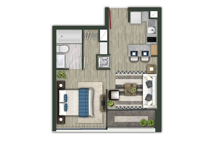 Modelo 1D del proyecto Inc 129 - Inmobiliaria Aconcagua