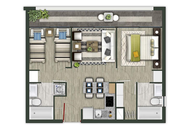 Modelo 2B del proyecto Inc 129 - Inmobiliaria Aconcagua