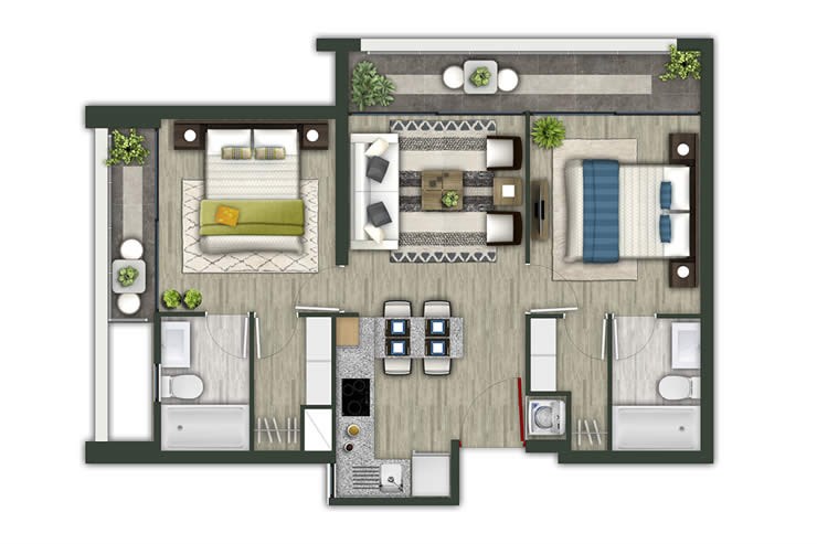 Modelo 2C del proyecto Inc 129 - Inmobiliaria Aconcagua