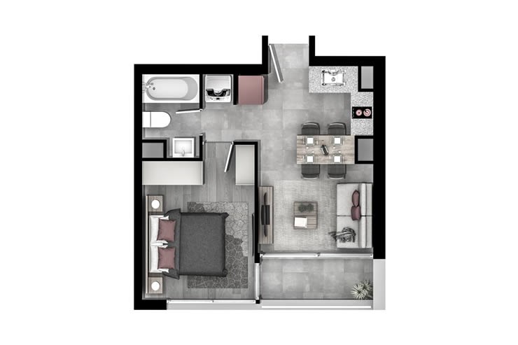 Modelo 1A2 del proyecto Parque Bellavista II - Inmobiliaria Aconcagua