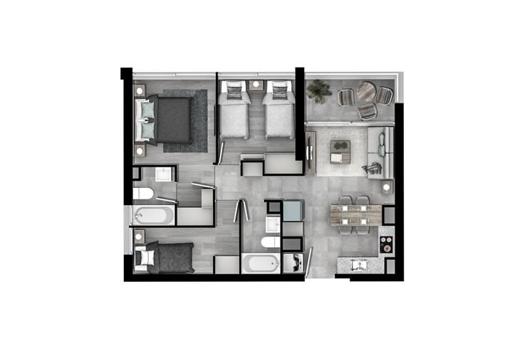 Modelo 3A del proyecto Parque Bellavista II - Inmobiliaria Aconcagua