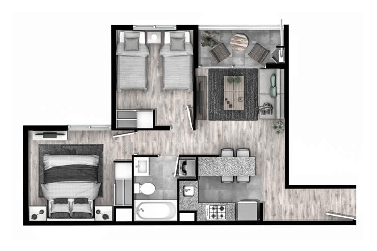 Modelo A del proyecto San Pablo de Curauma Edificios II - Inmobiliaria Aconcagua