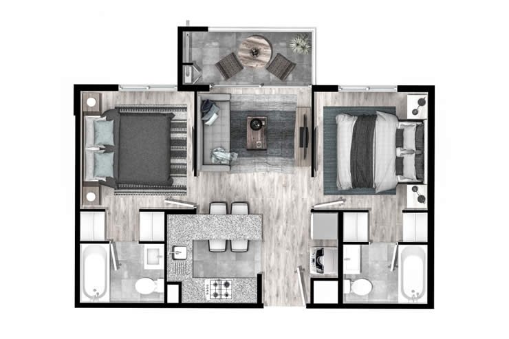 Modelo C del proyecto San Pablo de Curauma Edificios II - Inmobiliaria Aconcagua