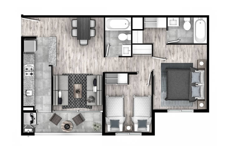 Modelo E del proyecto San Pablo de Curauma Edificios II - Inmobiliaria Aconcagua