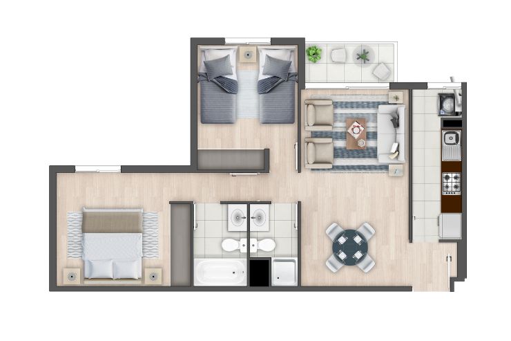 Modelo B1 del proyecto Condominio Valle los Volcanes - Inmobiliaria Aconcagua