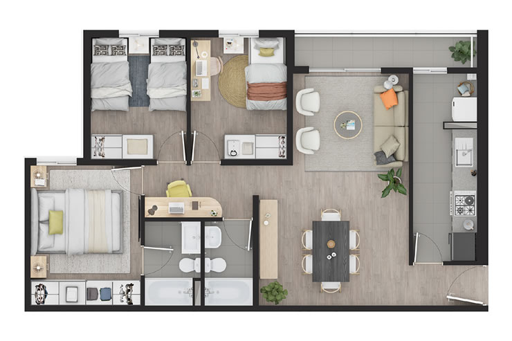 Modelo S6 del proyecto Parque Torreones IV - Inmobiliaria Aconcagua