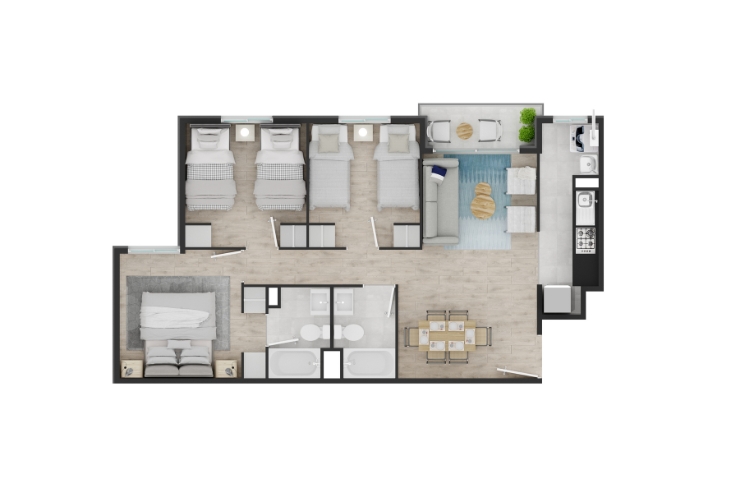 Modelo D1 del proyecto Cipreses de Torreones - Inmobiliaria Aconcagua