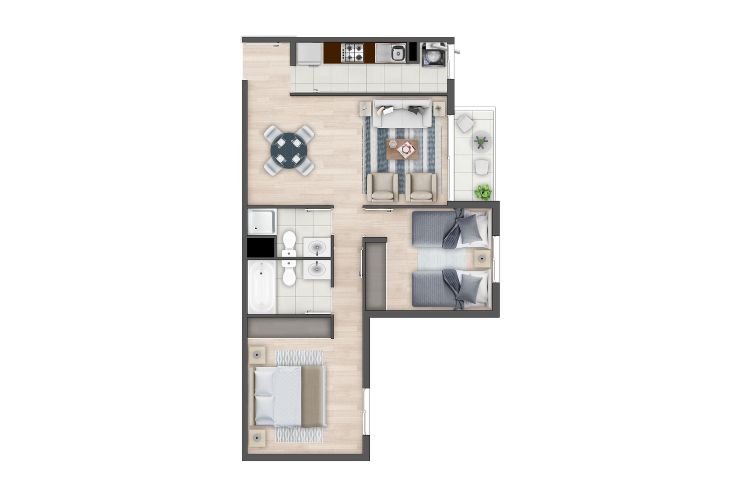 Modelo B6 del proyecto Condominio Valle los Volcanes - Inmobiliaria Aconcagua