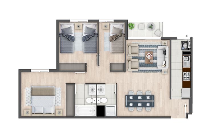 Modelo C1 del proyecto Condominio Valle los Volcanes - Inmobiliaria Aconcagua