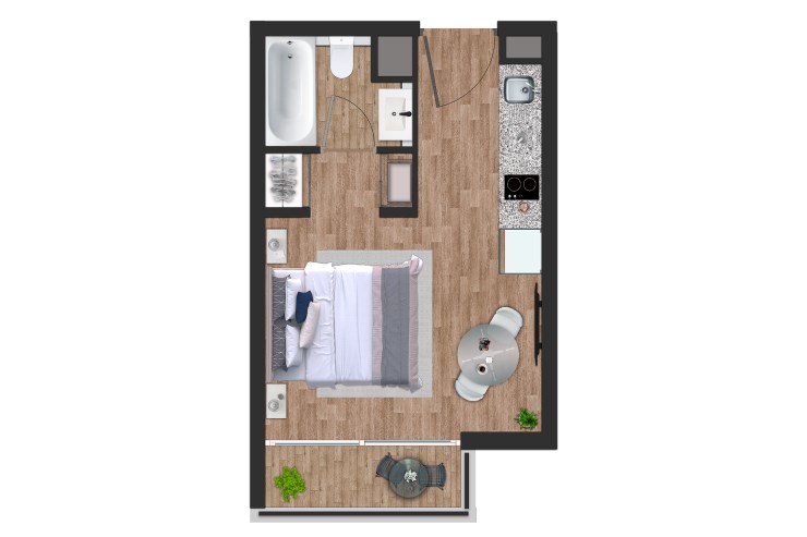 Modelo Estudio A del proyecto Mirador 950 - Inmobiliaria Aconcagua