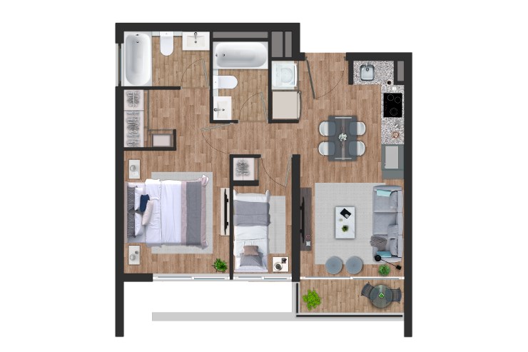 Modelo D1 del proyecto Mirador 950 - Inmobiliaria Aconcagua