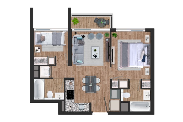 Modelo D2 del proyecto Mirador 950 - Inmobiliaria Aconcagua