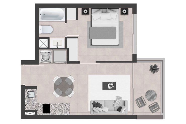 Modelo 1A del proyecto Edificio Nueva Ñuñoa - Inmobiliaria Aconcagua