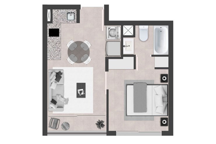 Modelo 1C del proyecto Edificio Nueva Ñuñoa - Inmobiliaria Aconcagua