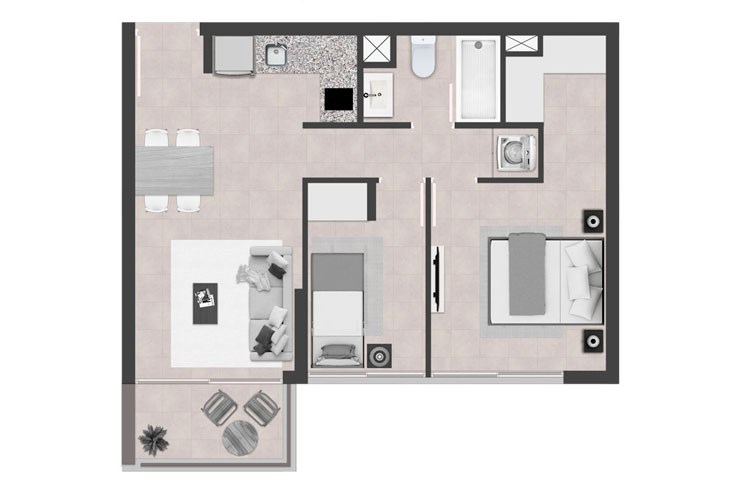 Modelo 2A del proyecto Edificio Nueva Ñuñoa - Inmobiliaria Aconcagua