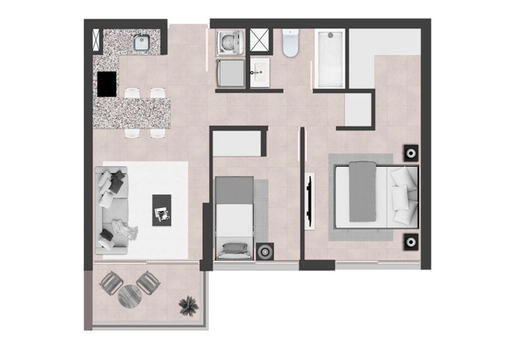 Modelo 2AM del proyecto Edificio Nueva Ñuñoa - Inmobiliaria Aconcagua