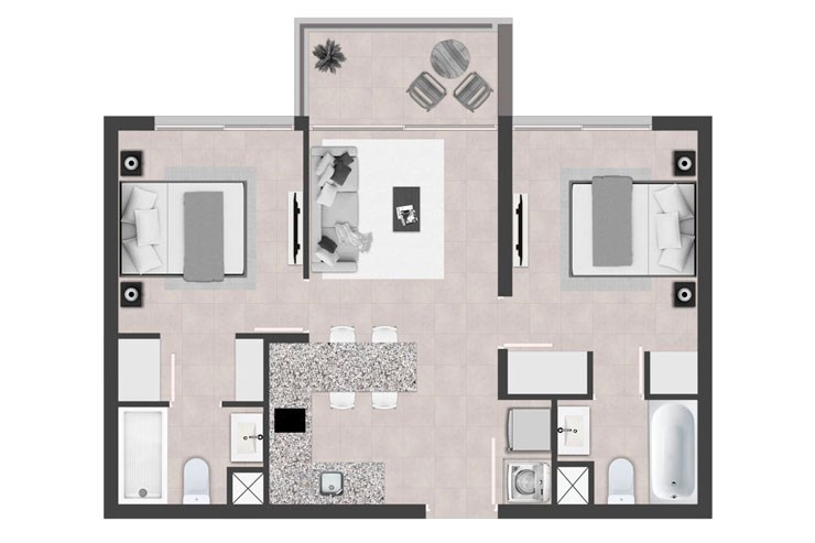 Modelo 2C MA del proyecto Edificio Nueva Ñuñoa - Inmobiliaria Aconcagua