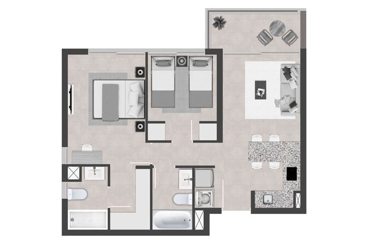 Modelo 2DT del proyecto Edificio Nueva Ñuñoa - Inmobiliaria Aconcagua